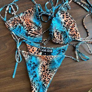 I.AM.GIA Bambi Animal Print Bikini ~ Top M + Bottoms S